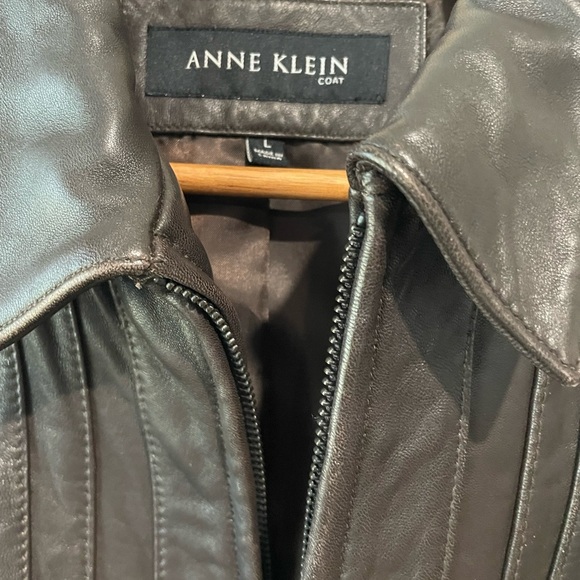 Anne Klein Dark Brown Leather Jacket Large - Picture 4 of 9
